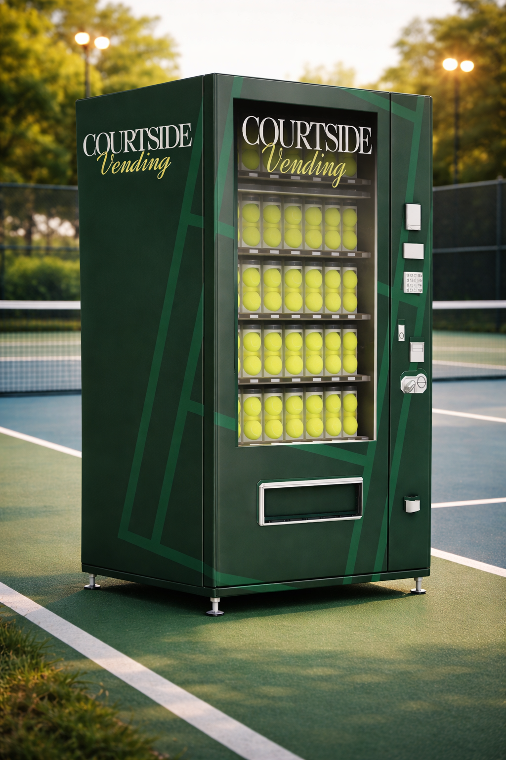 Courtside Vending Machine on a tennis court